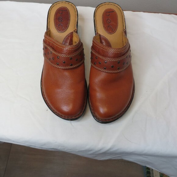 Women's Born Concept Leather Studded Strap Mules Clogs - Picture 1 of 5